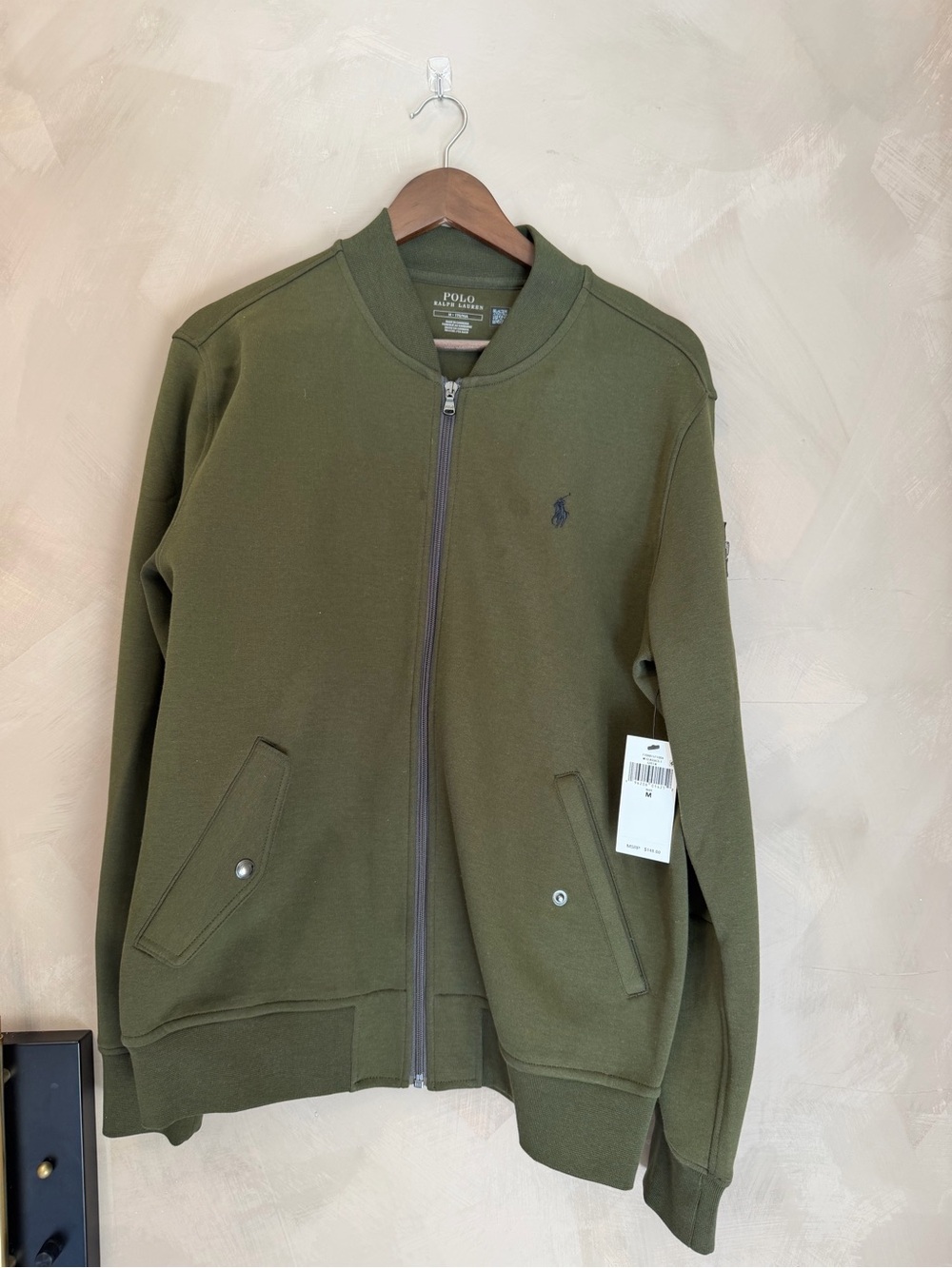Polo by Ralph Lauren Military Green Full-Zip Bomber Sweater